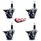 Service Caster 3'' Blue Poly Swivel 1-1/8'' Expanding Stem Caster Set with Brake, 4PK SCC-EX20S314-PPUB-BLUE-PLB-118-4 - alternate 4